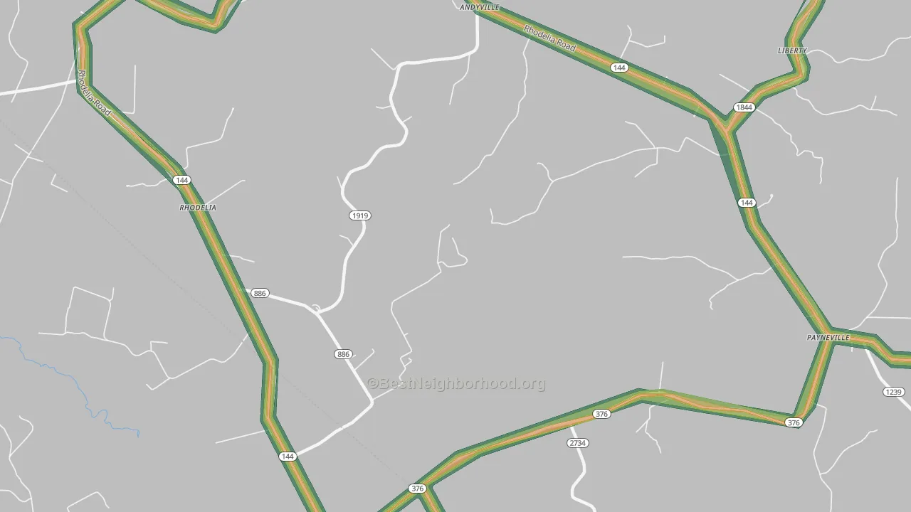 Rhodelia, KY Map of Noise Levels in Rhodelia