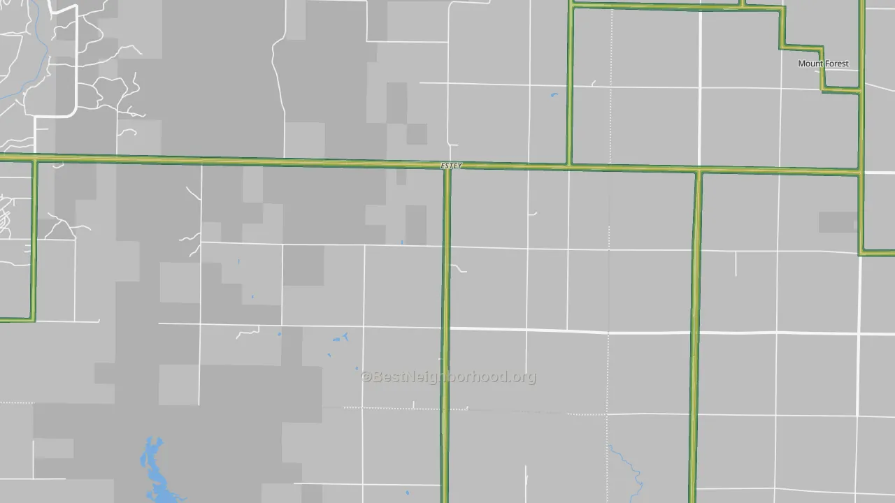 Rhodes, MI Map of Noise Levels in Rhodes