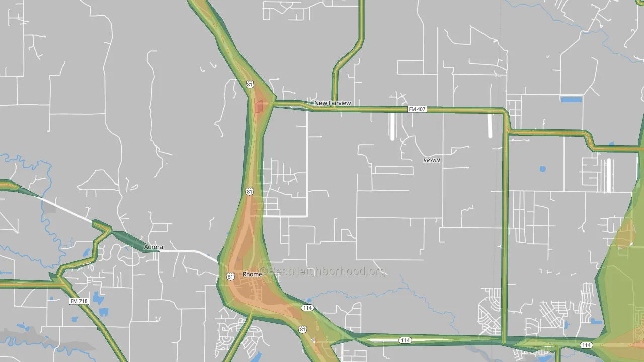 Rhome, TX Map of Noise Levels in Rhome