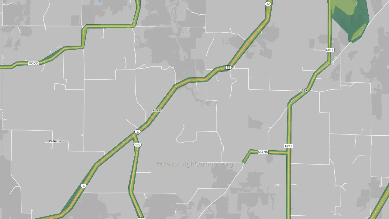 Rhyse, MO Map of Noise Levels in Rhyse