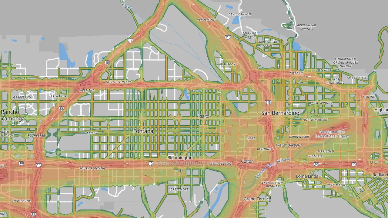 Rialto, CA Map of Noise Levels in Rialto