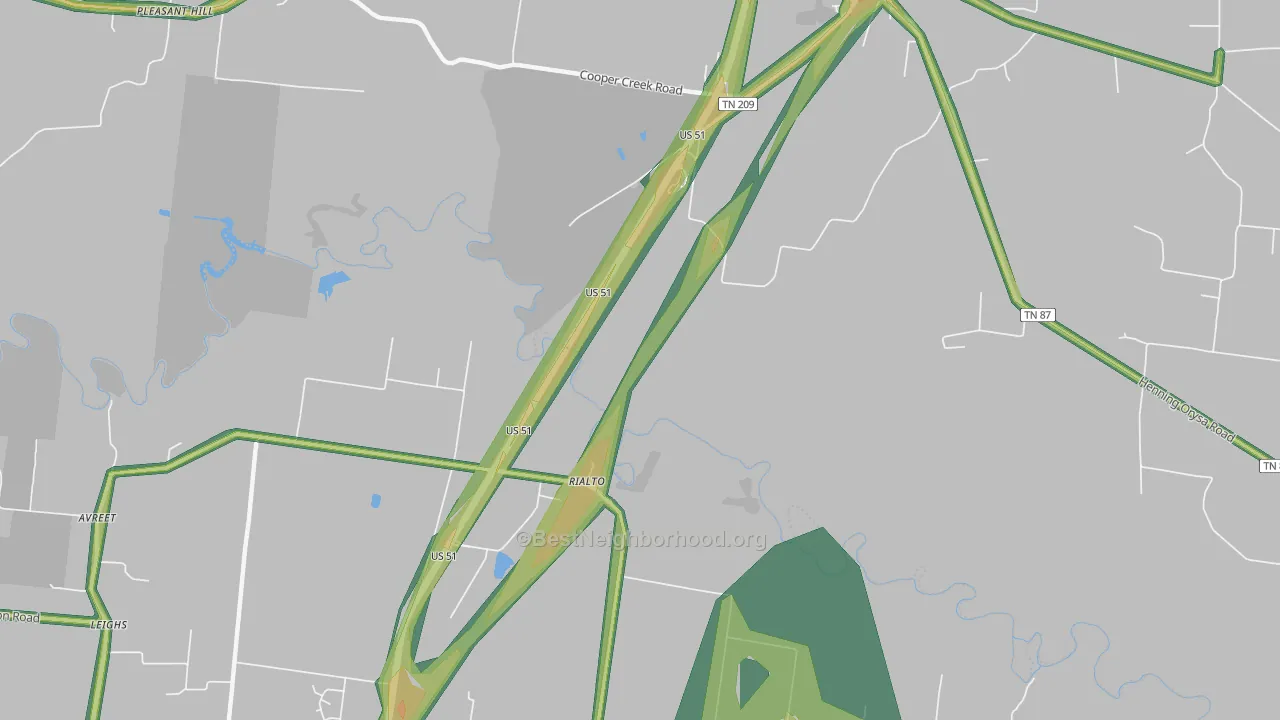 Rialto, TN Map of Noise Levels in Rialto