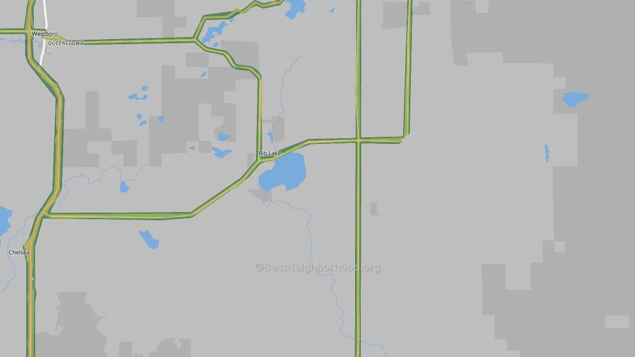 Rib Lake, WI Map of Noise Levels in Rib Lake
