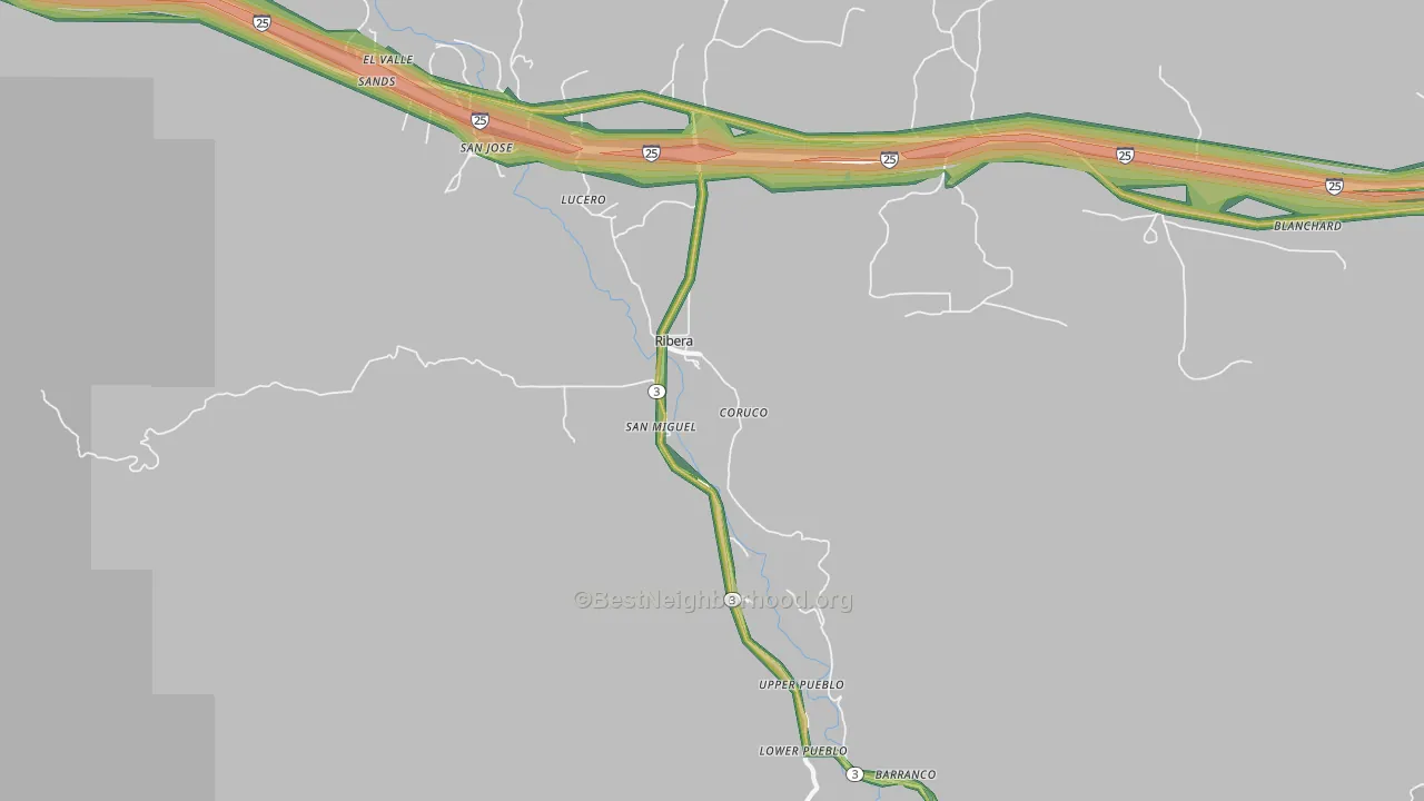 Ribera, NM Map of Noise Levels in Ribera