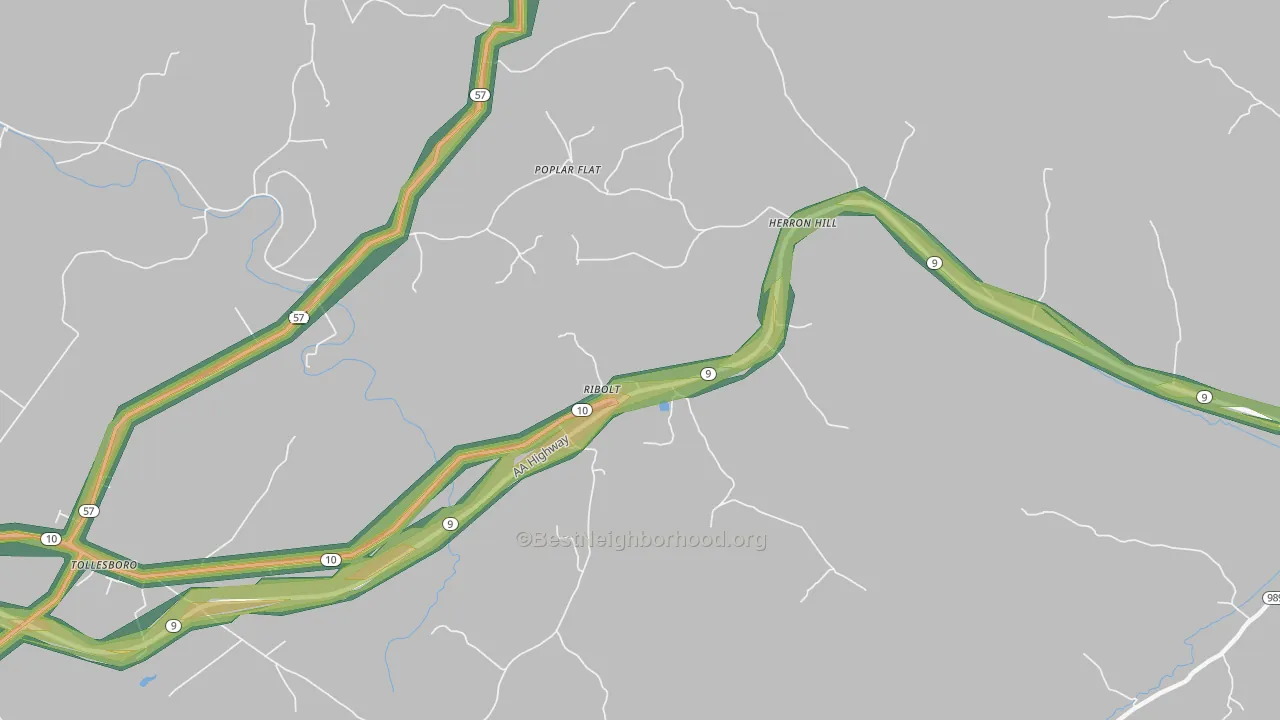 Ribolt, KY Map of Noise Levels in Ribolt