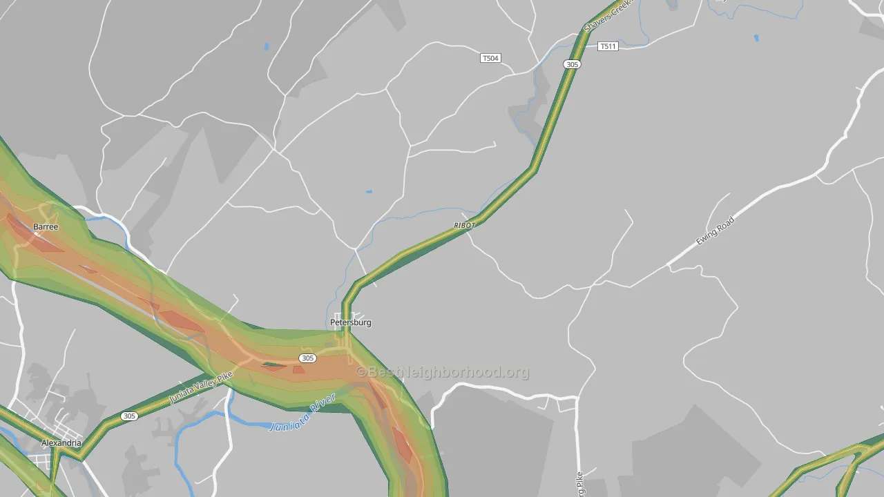Ribot, PA Map of Noise Levels in Ribot