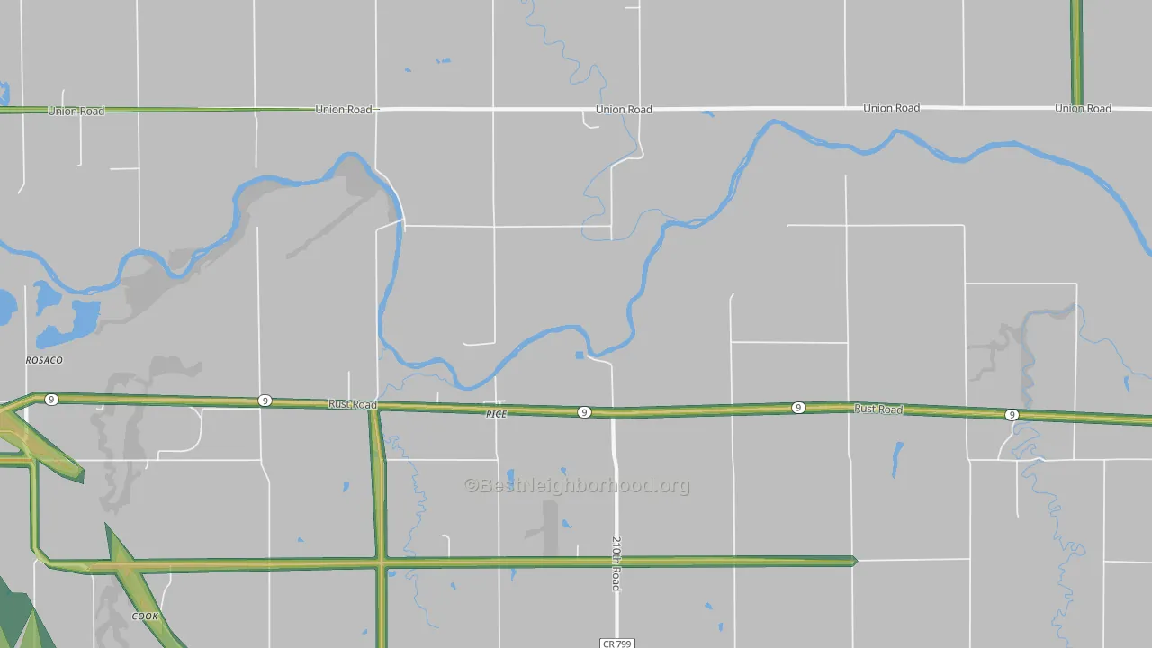 Rice, KS Map of Noise Levels in Rice