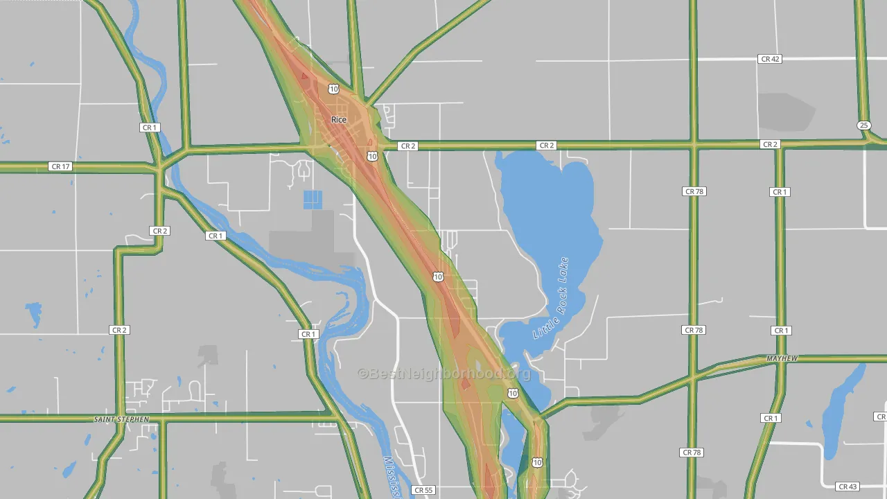 Rice, MN Map of Noise Levels in Rice