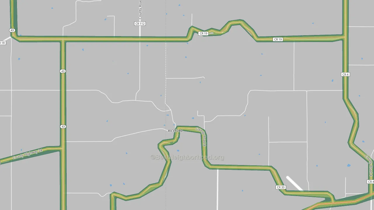 Riceford, MN Map of Noise Levels in Riceford
