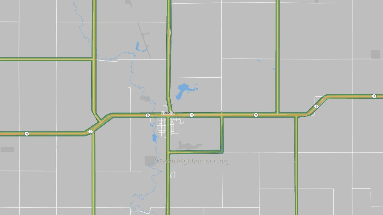 Riceville, IA Map of Noise Levels in Riceville