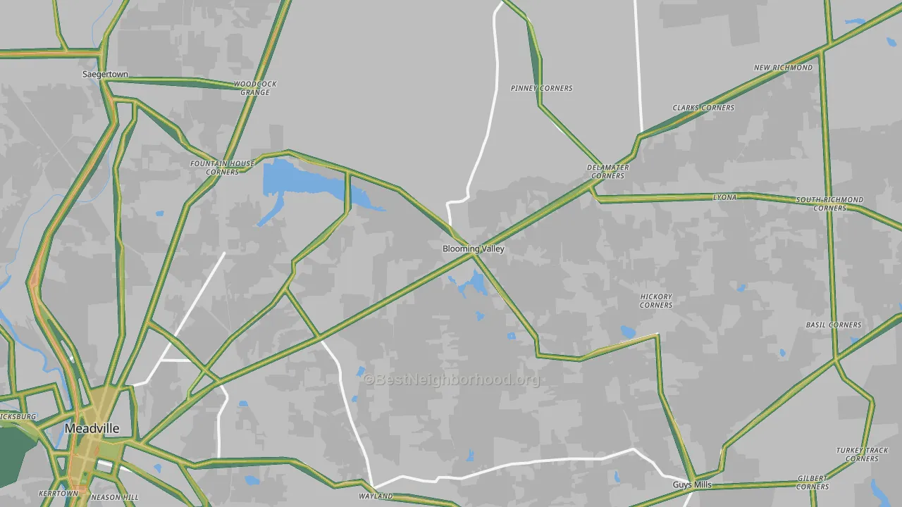 Riceville, PA Map of Noise Levels in Riceville