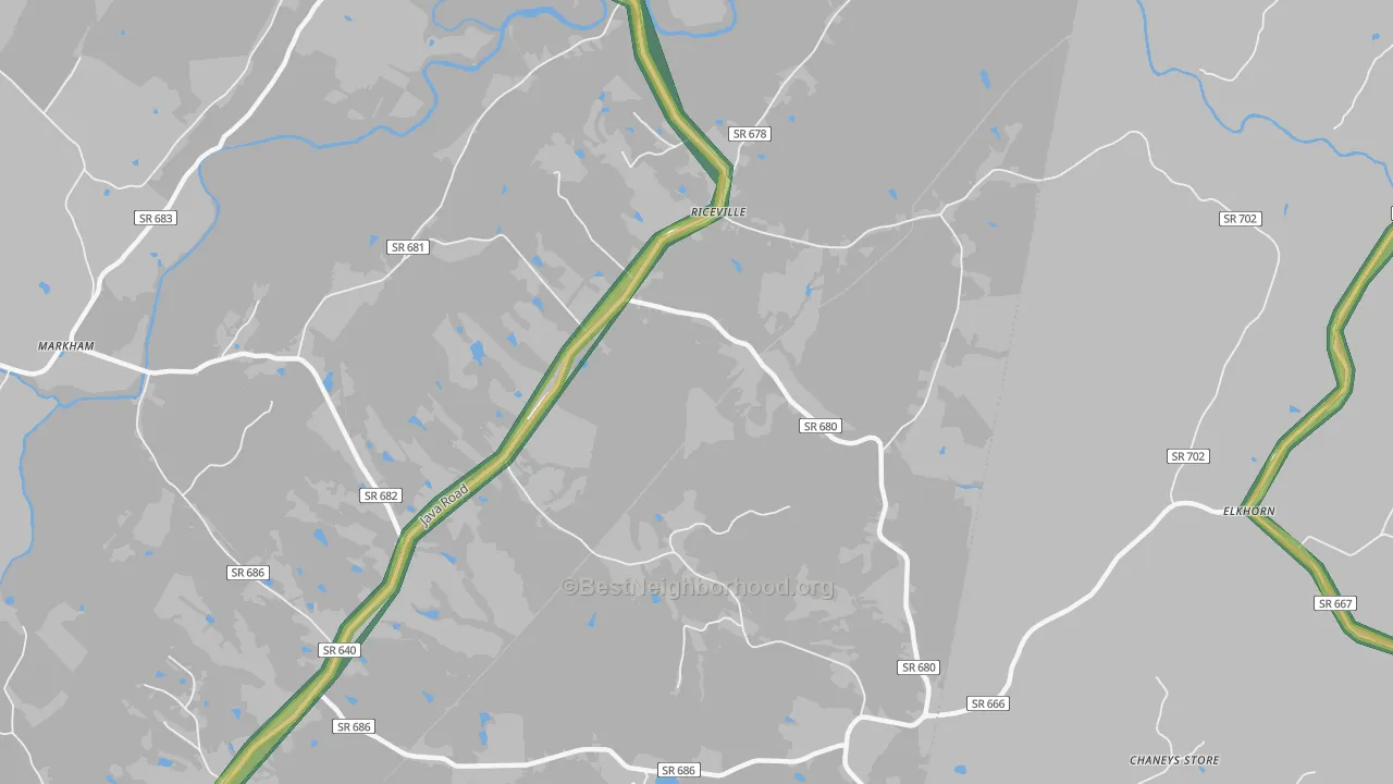 Riceville, VA Map of Noise Levels in Riceville