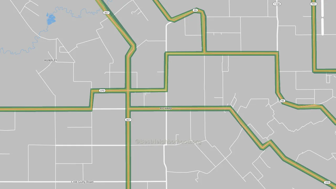 Richard, LA Map of Noise Levels in Richard