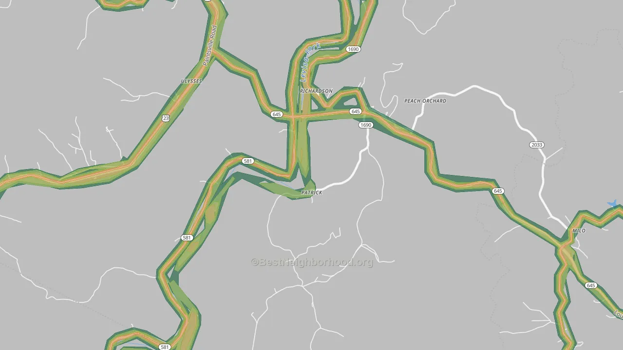 Richardson, KY Map of Noise Levels in Richardson