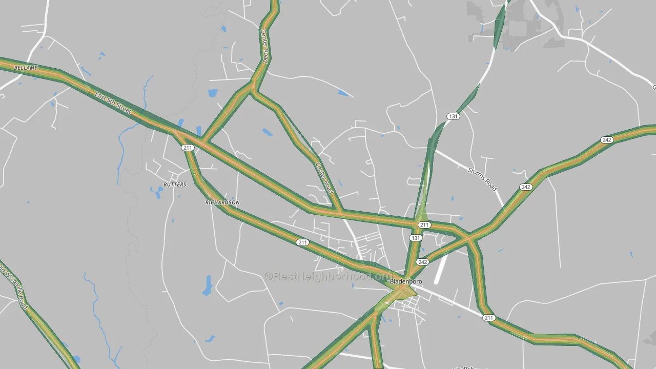 Richardson, NC Map of Noise Levels in Richardson