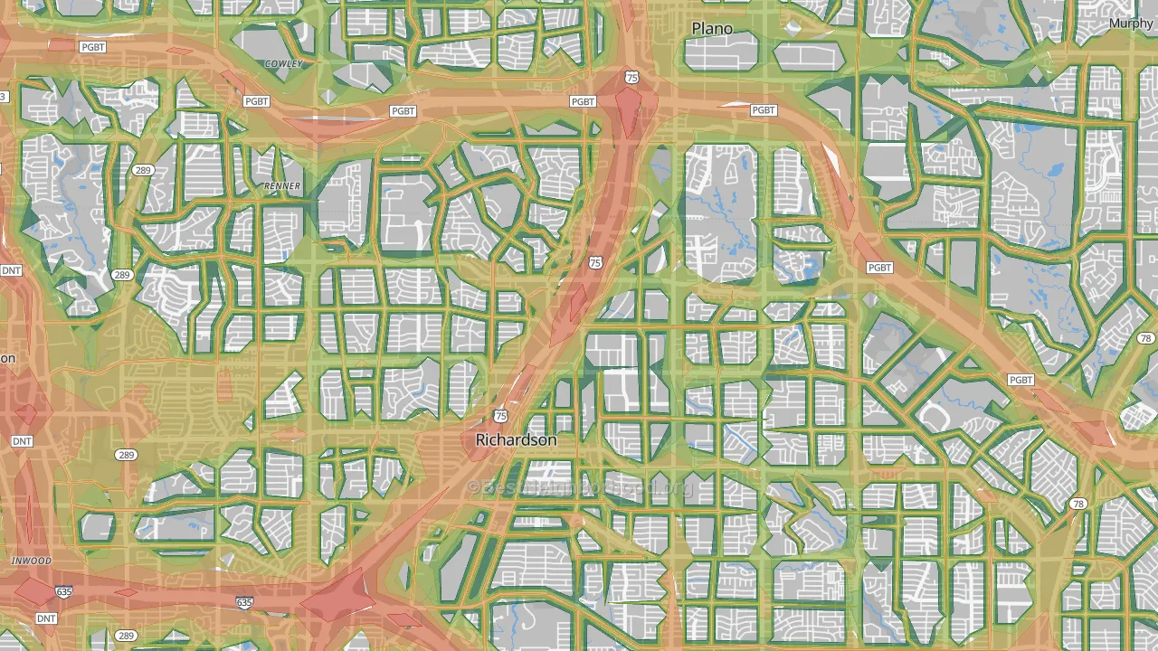 Richardson, TX Map of Noise Levels in Richardson