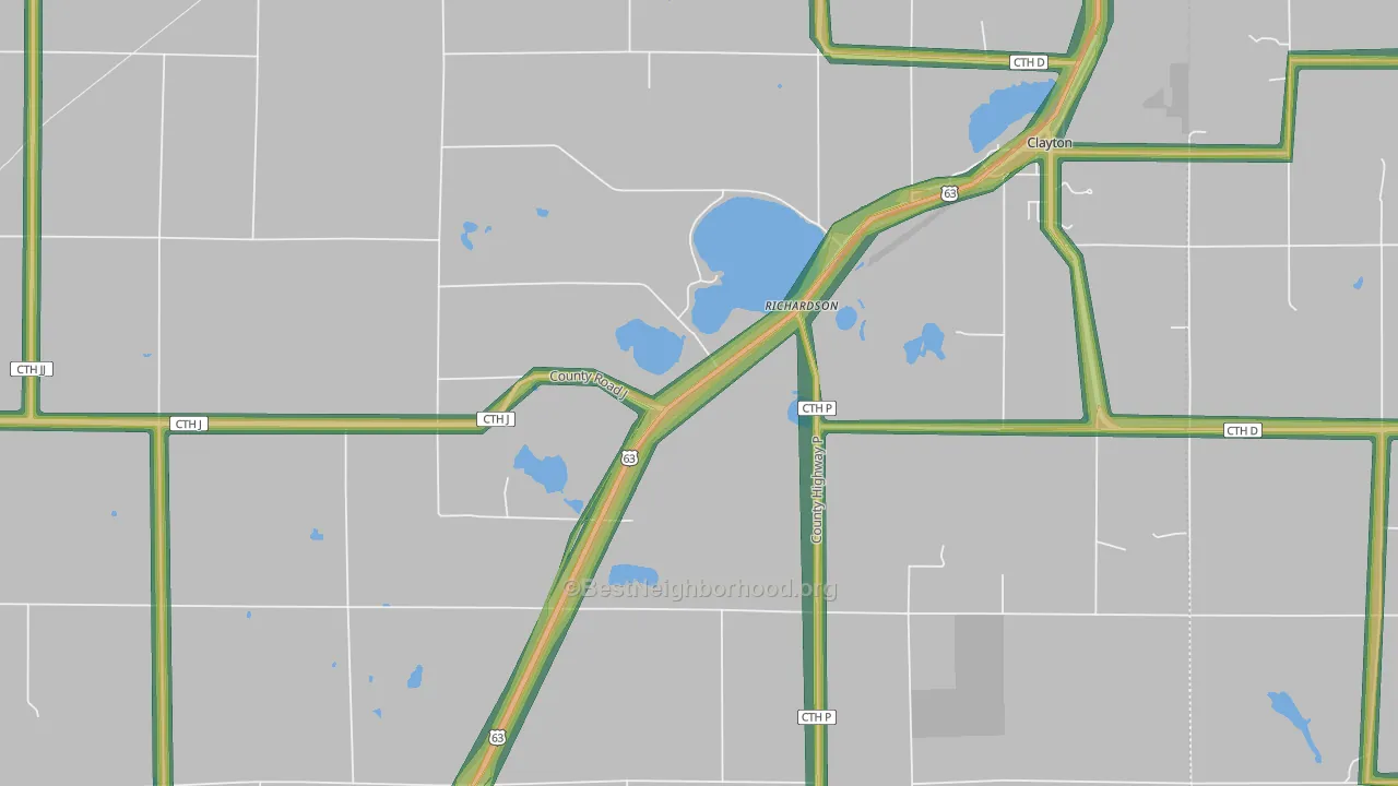 Richardson, WI Map of Noise Levels in Richardson