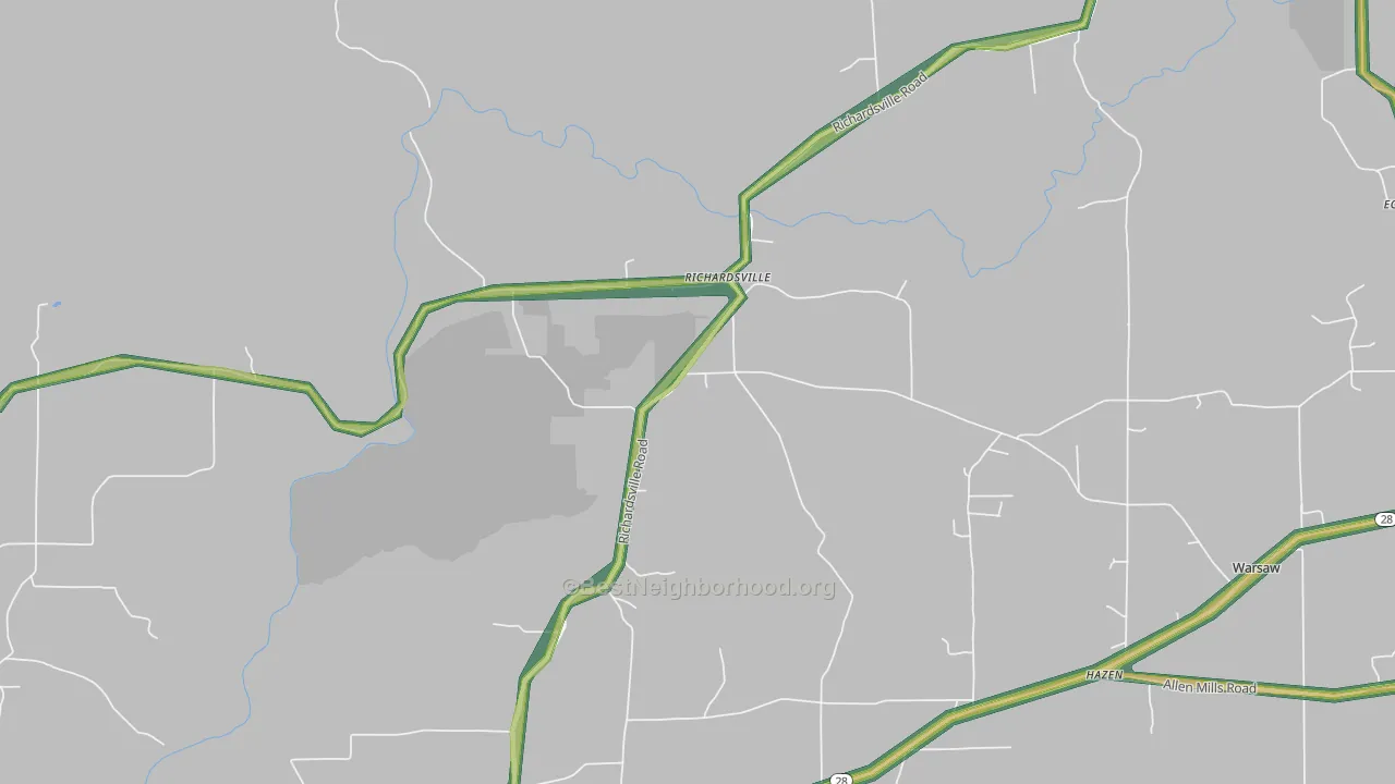 Richardsville, PA Map of Noise Levels in Richardsville