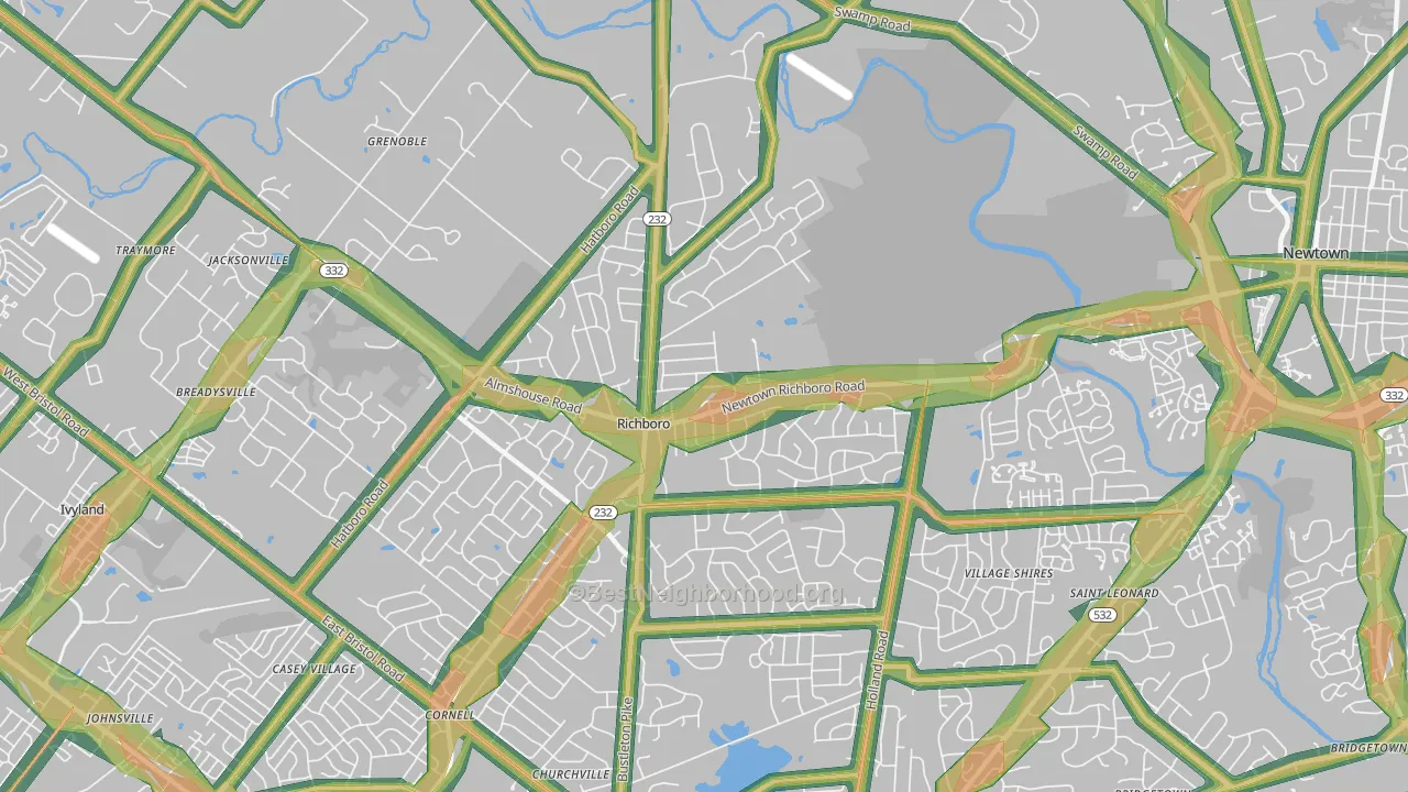 Richboro, PA Map of Noise Levels in Richboro