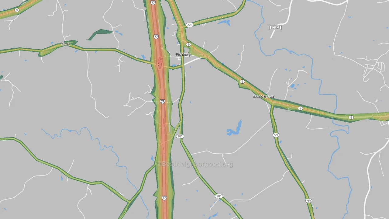 Richburg, SC Map of Noise Levels in Richburg