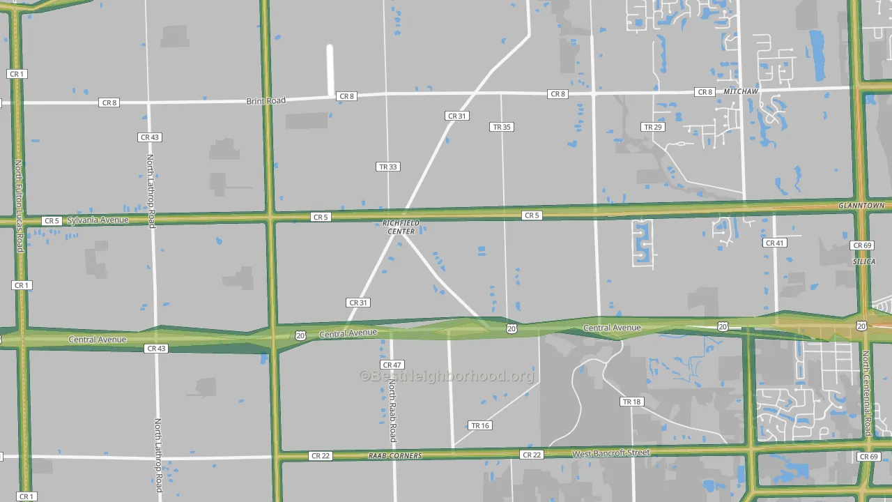 Richfield Center, OH Map of Noise Levels in Richfield Center