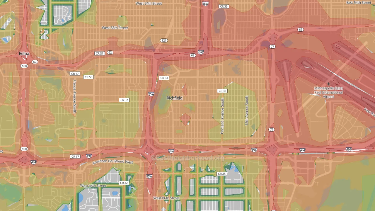 Richfield, MN Map of Noise Levels in Richfield