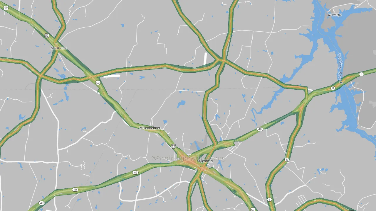 Richfield, NC Map of Noise Levels in Richfield