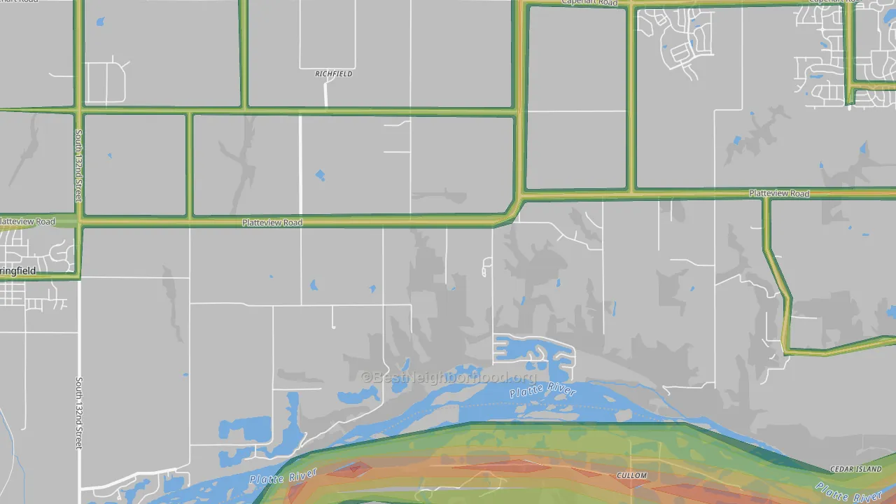 Richfield, NE Map of Noise Levels in Richfield