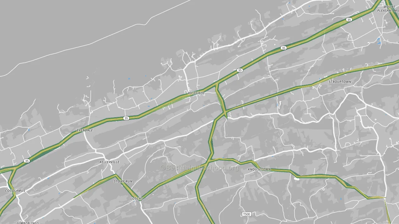 Richfield, PA Map of Noise Levels in Richfield