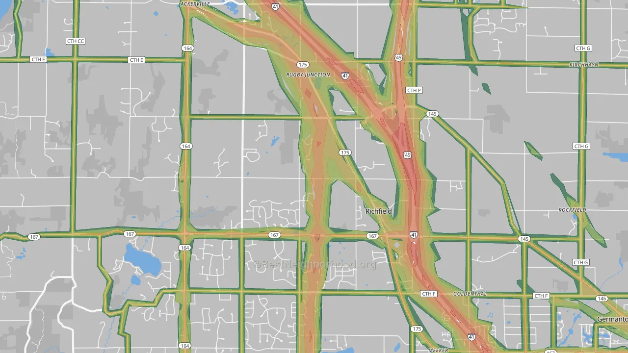Richfield, WI Map of Noise Levels in Richfield