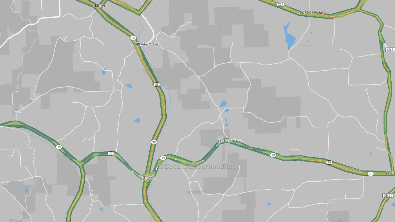 Richford, NY Map of Noise Levels in Richford