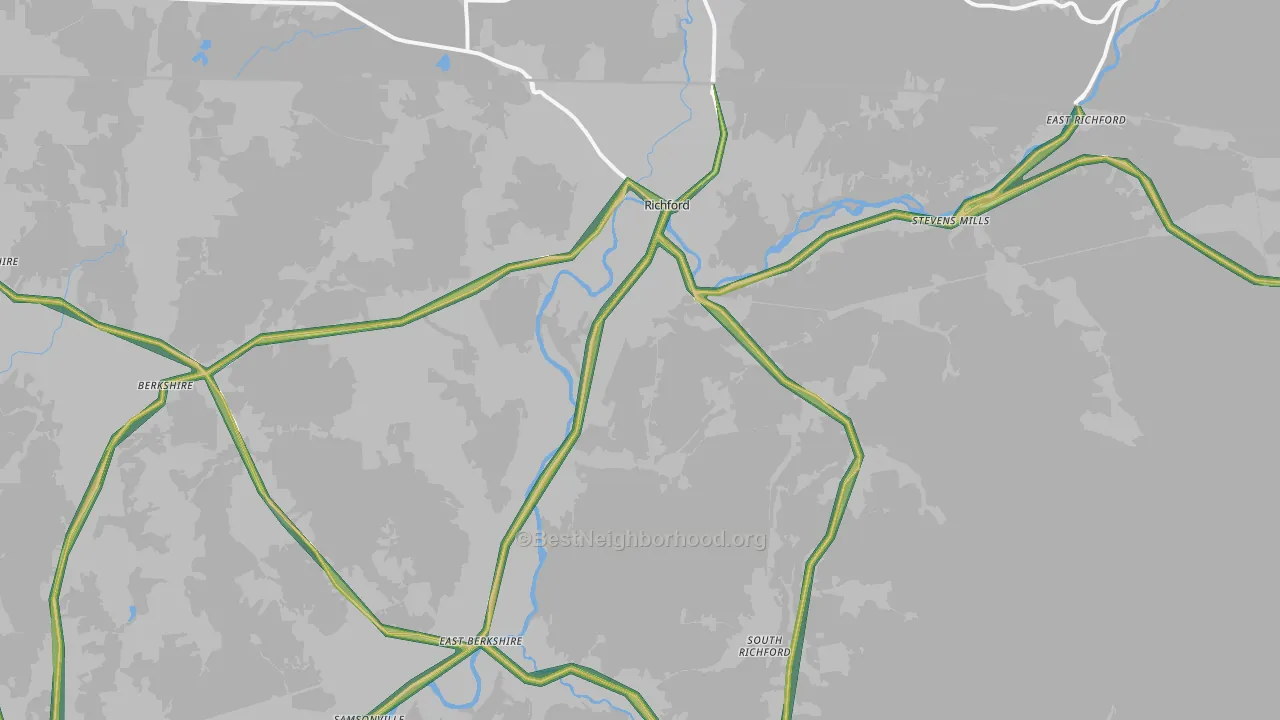 Richford, VT Map of Noise Levels in Richford