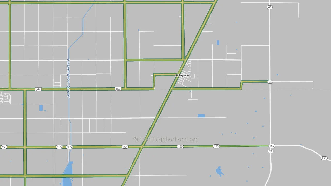 Richgrove, CA Map of Noise Levels in Richgrove