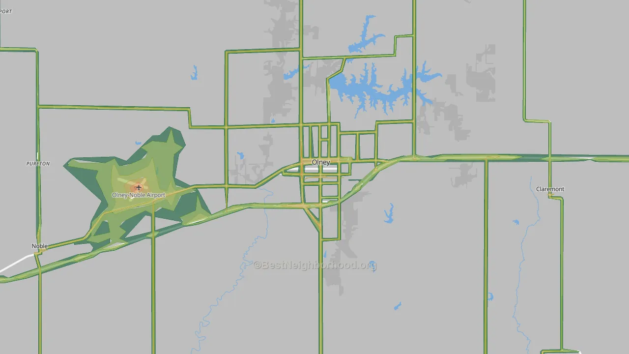 Richland County, IL Map of Noise Levels in Richland County