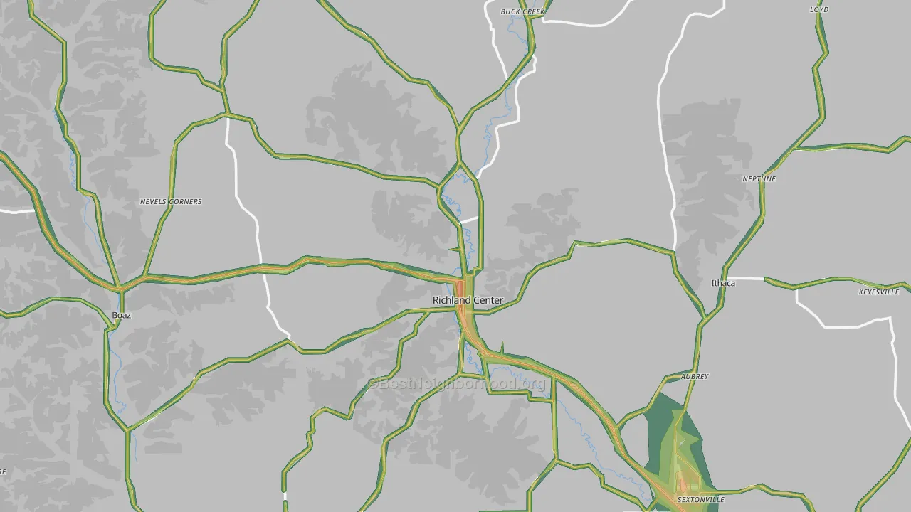 Richland County, WI Map of Noise Levels in Richland County