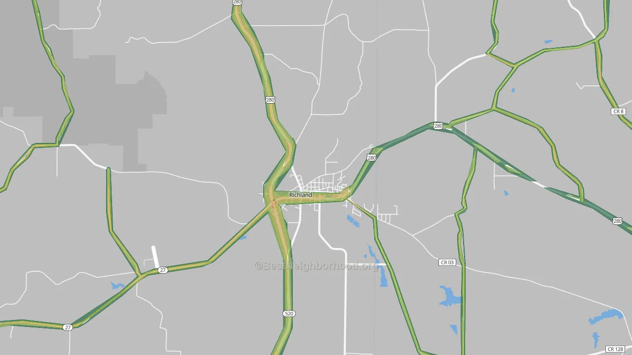 Richland, GA Map of Noise Levels in Richland