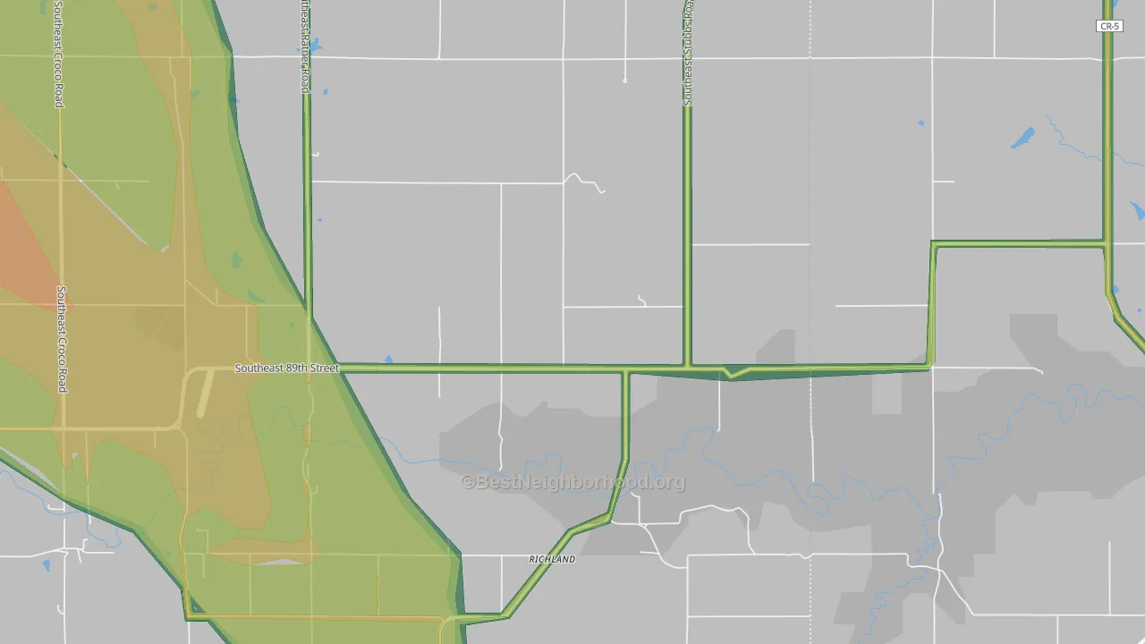 Richland, KS Map of Noise Levels in Richland