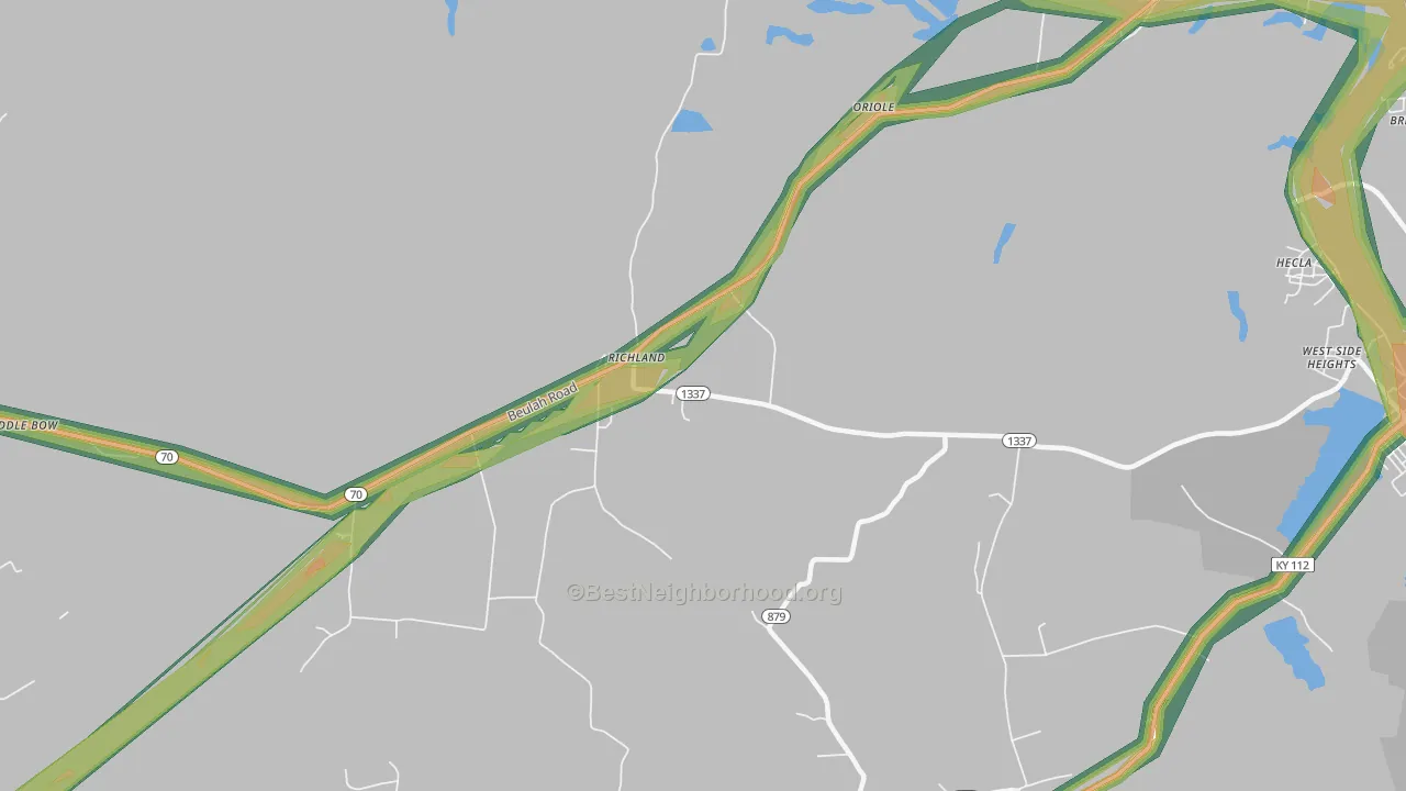 Richland, KY Map of Noise Levels in Richland