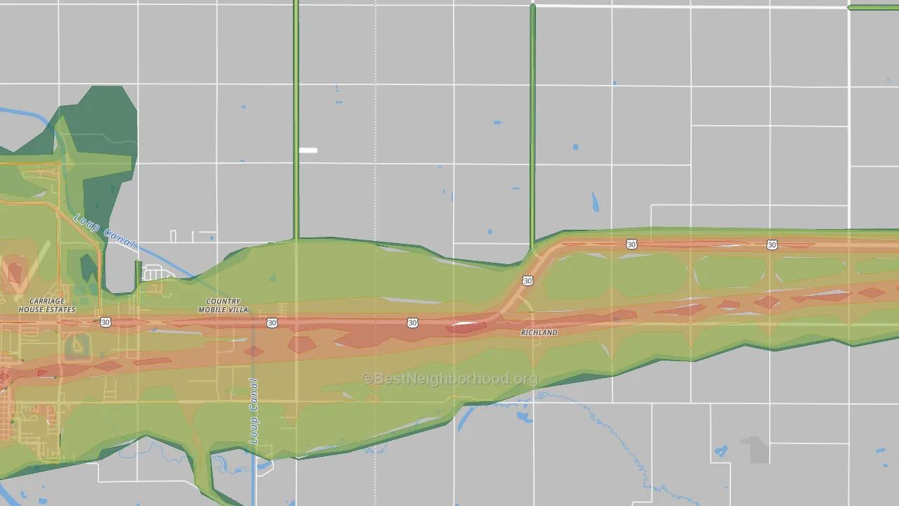 Richland, NE Map of Noise Levels in Richland