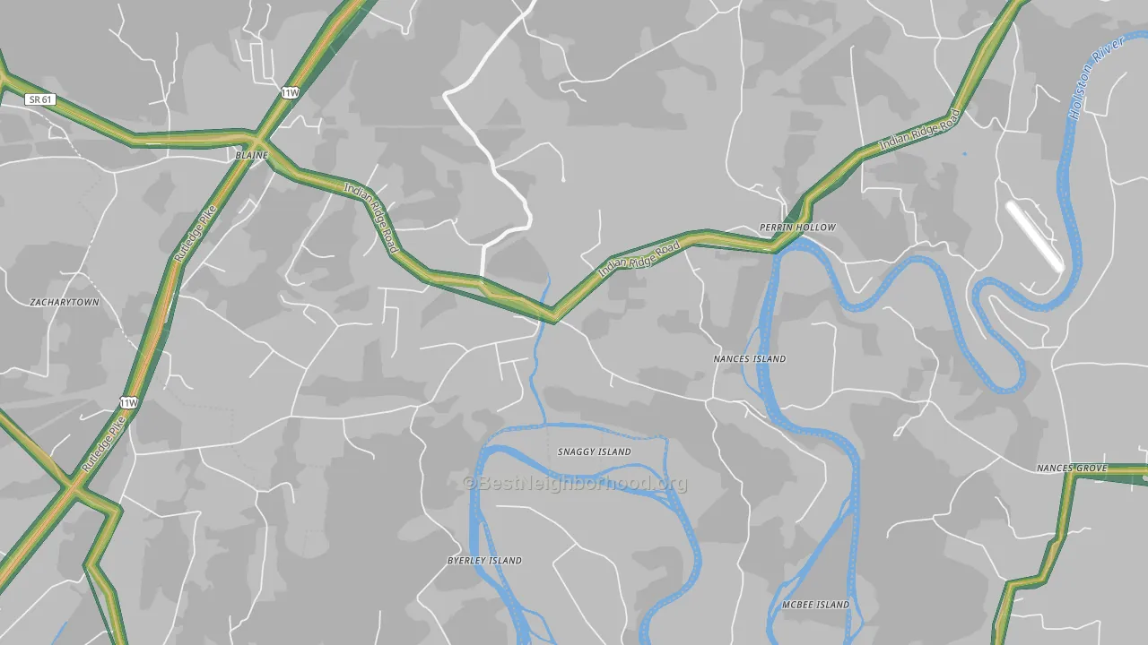 Richland, TN Map of Noise Levels in Richland