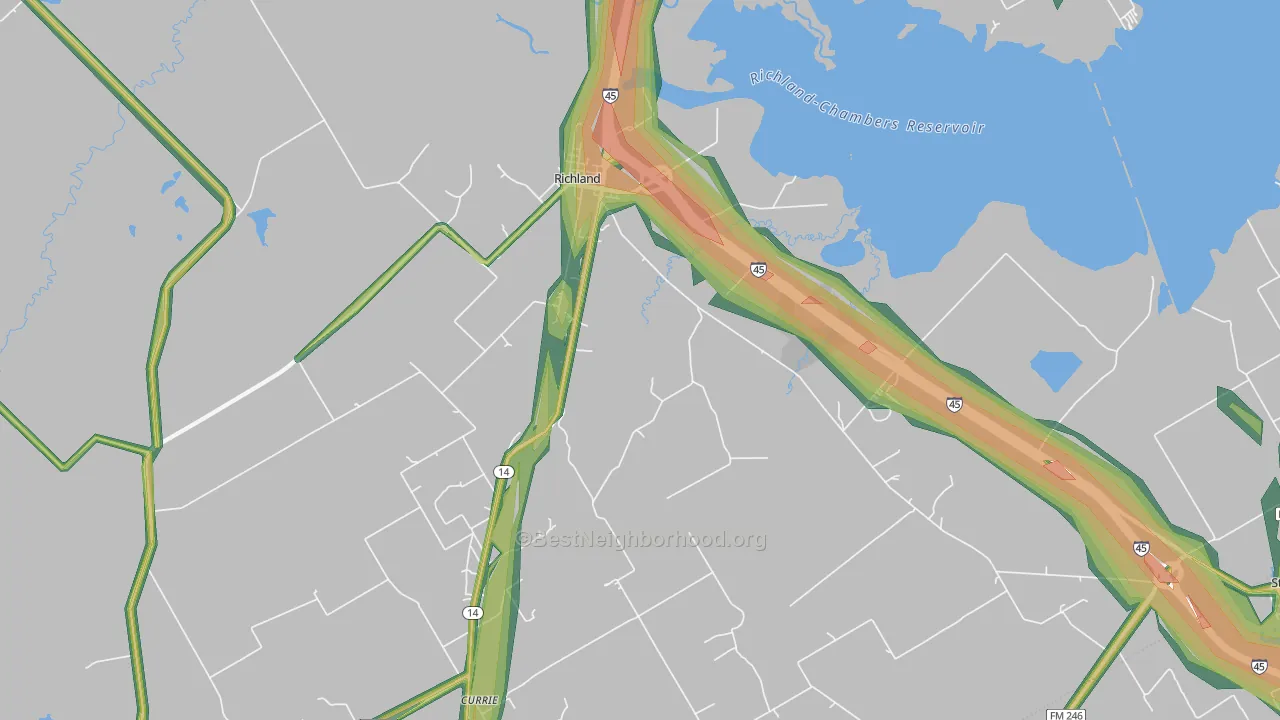 Richland, TX Map of Noise Levels in Richland