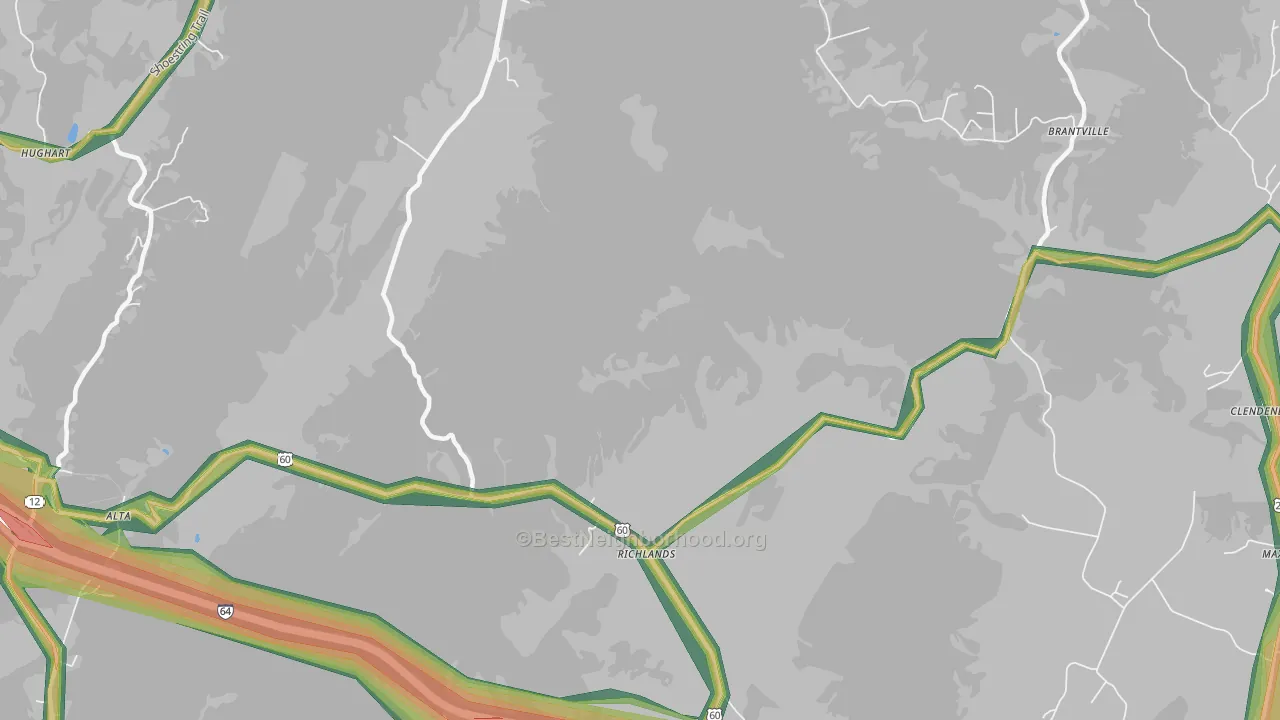 Richland, WV Map of Noise Levels in Richland