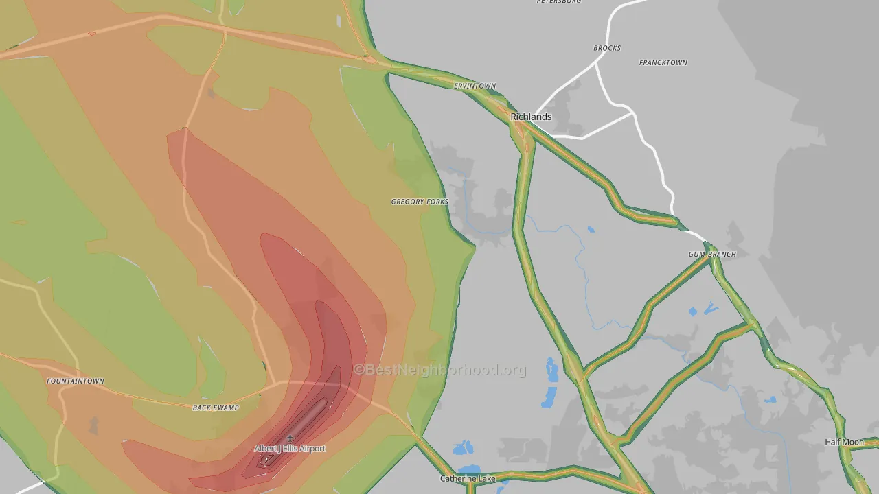 Richlands, NC Map of Noise Levels in Richlands