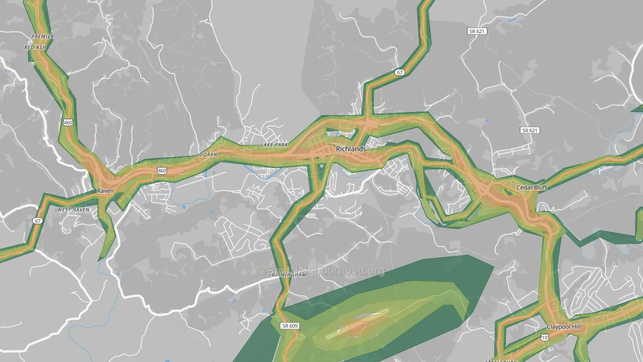 Richlands, VA Map of Noise Levels in Richlands