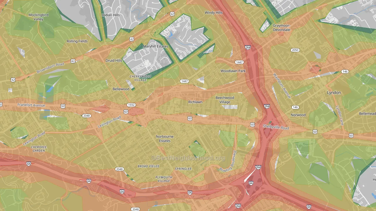 Richlawn, KY Map of Noise Levels in Richlawn