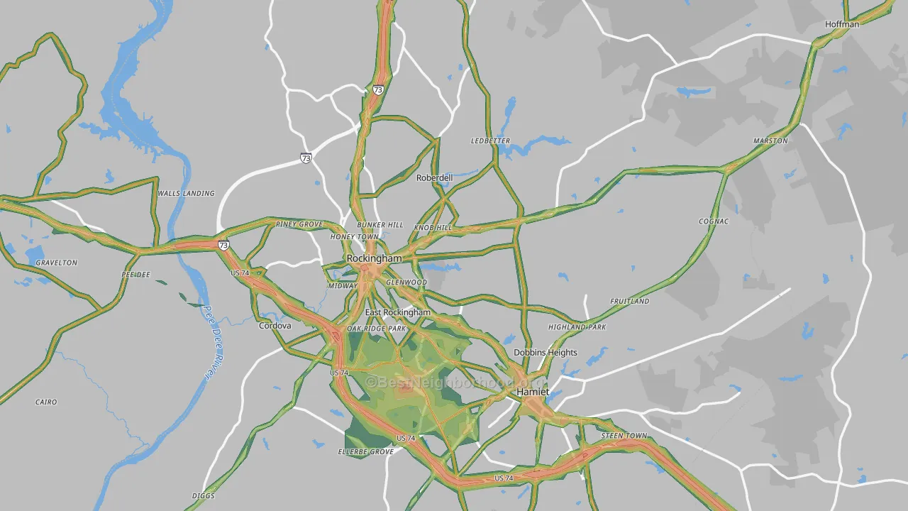 Richmond County, NC Map of Noise Levels in Richmond County