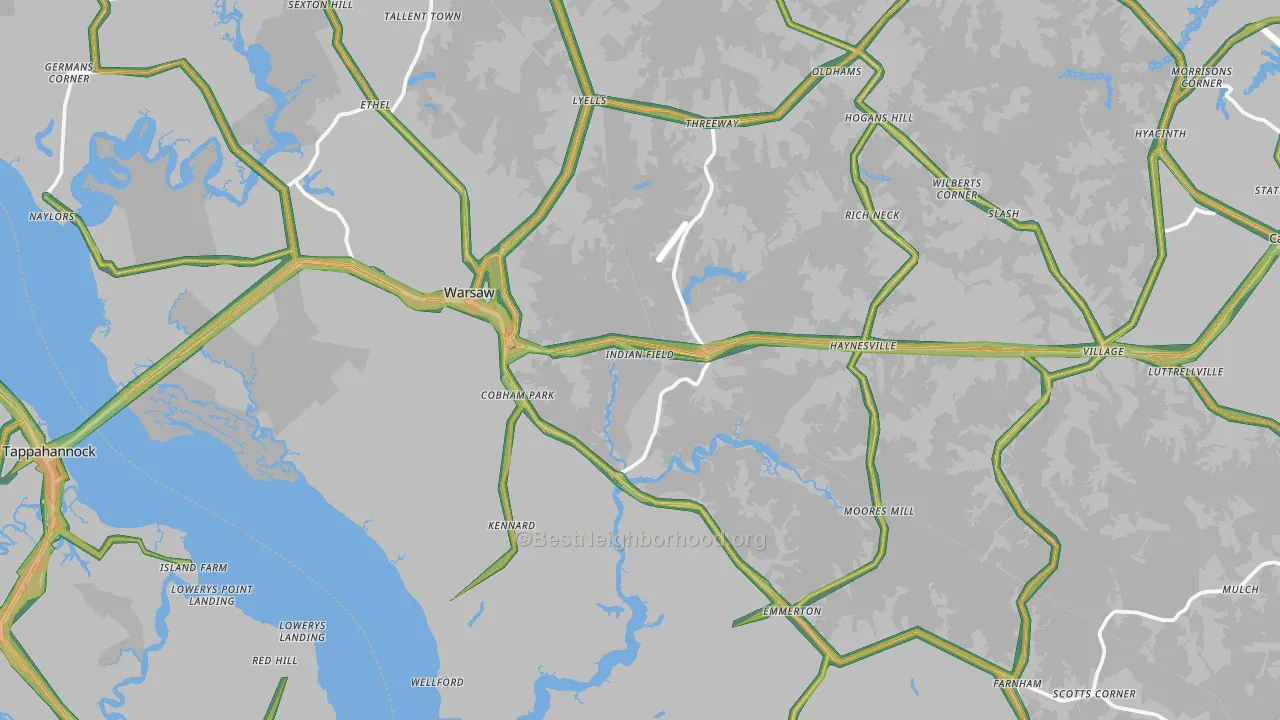 Richmond County, VA Map of Noise Levels in Richmond County