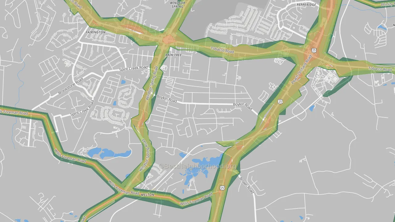 Richmond Factory, Augusta, GA Map of Noise Levels in Richmond Factory