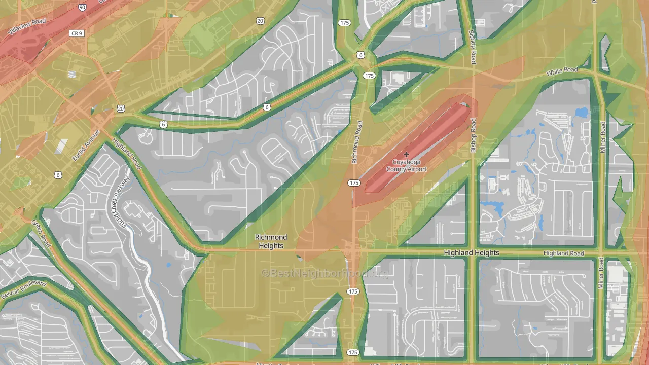 Richmond Heights, OH Map of Noise Levels in Richmond Heights