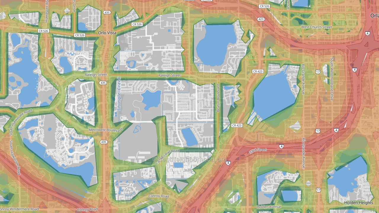 Richmond Heights-Orlando, Orlando, FL Map of Noise Levels in Richmond Heights-Orlando
